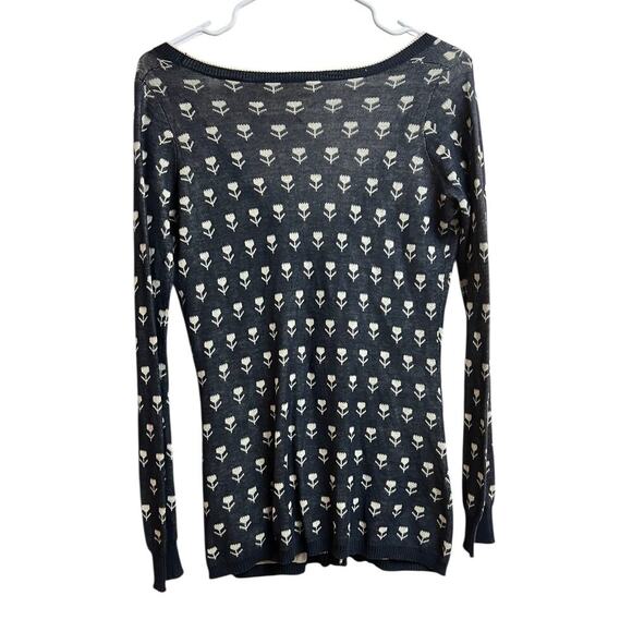 Anthropologie Sparrow Navy Cream Tulip Button Down Cardigan Lightweight XS - Picture 7 of 7